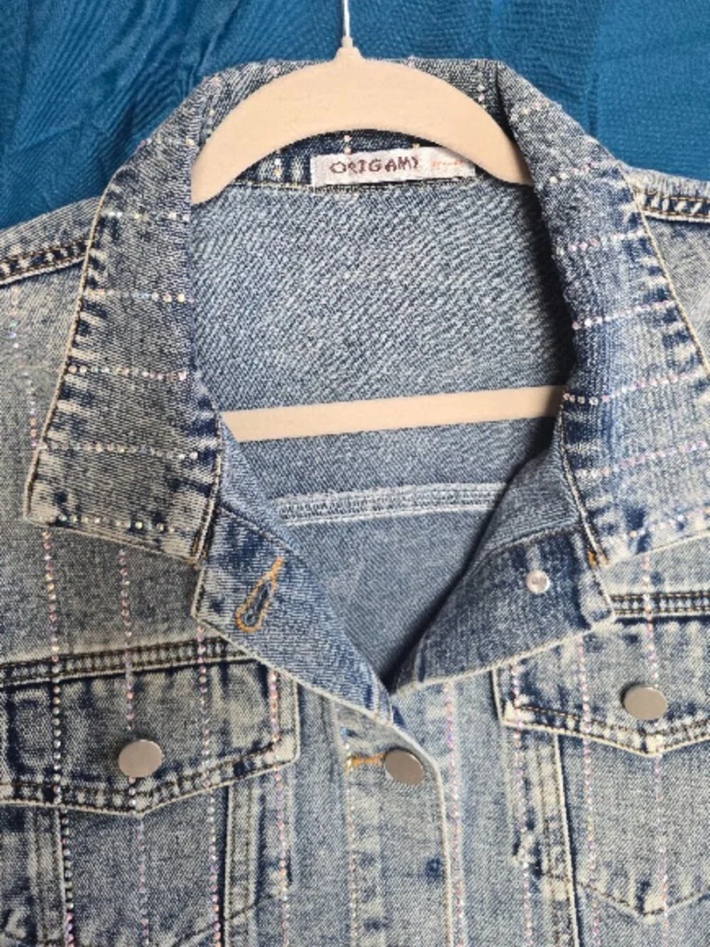 ORIGAMI by Vivian Statement Acid / Light-Wash Denim Jacket